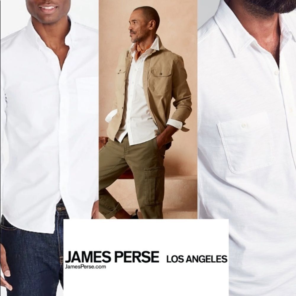 𝅺James Perse Men’s Cotton White Button Down Shirt